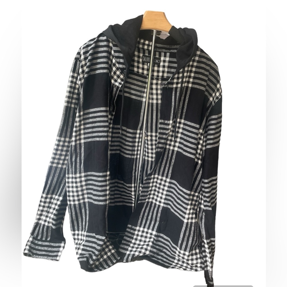 Men’s Caliville Plaid Button-Down Hoodie Long Sleeve Shirt